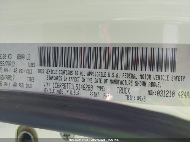 RAM 1500 Classic Slt  4x2 6'4 Box 2020 1C6RR6TT1LS148289 Image 9