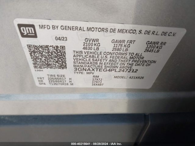3GNAXTEG4PL247212 Chevrolet Equinox Awd 2fl