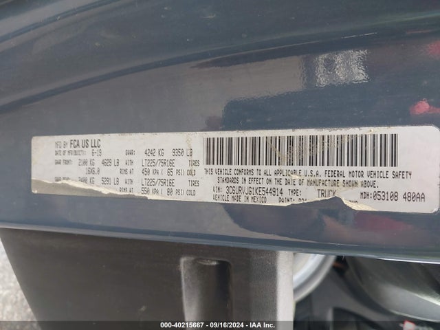 3C6URVJG1KE544914 RAM Promaster 3500 Cargo Van High Roof 159 Wb Ext