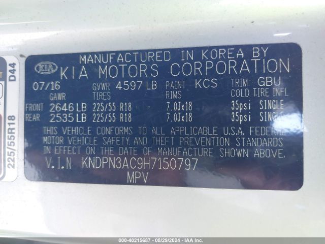 KNDPN3AC9H7150797 KIA Sportage Ex