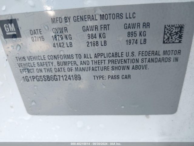 1G1PG5SB6G7124189 Chevrolet Cruze Limited Ltz Auto