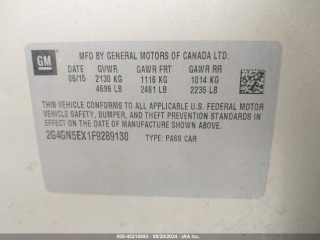 2G4GN5EX1F9289130 Buick Regal Turbo/e-assist Premium I