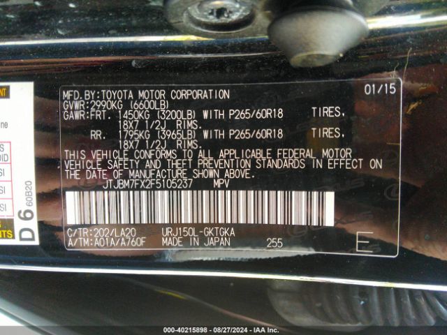 JTJBM7FX2F5105237 Lexus 460