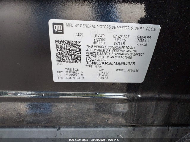 Chevrolet Blazer Awd Rs 2021 3GNKBKRS5MS564025 Image 9