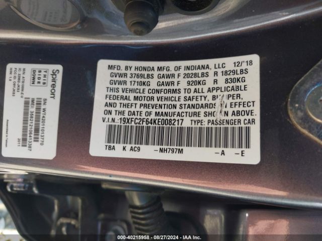 19XFC2F64KE008217 Honda Civic Lx