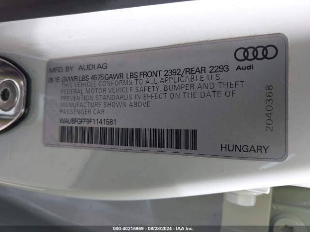 WAUBFGFF9F1141581 Audi A3 2.0t Premium