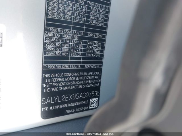 SALYL2EX9SA397595 Land Rover Range Rover Velar P250 Dynamic Se