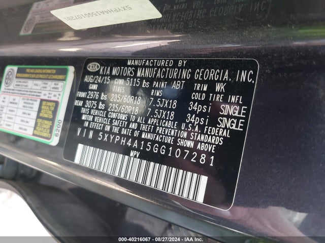 KIA Sorento 2.0t Ex 2016 5XYPH4A15GG107281 Image 9