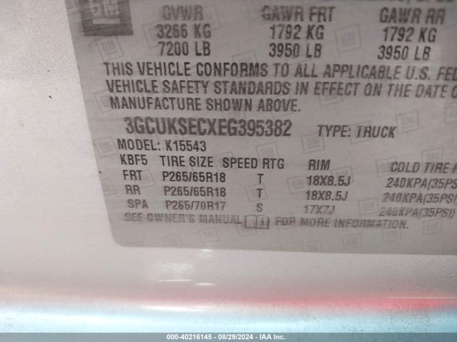 Chevrolet Silverado 1500 2lz 2014 3GCUKSECXEG395382 Image 9