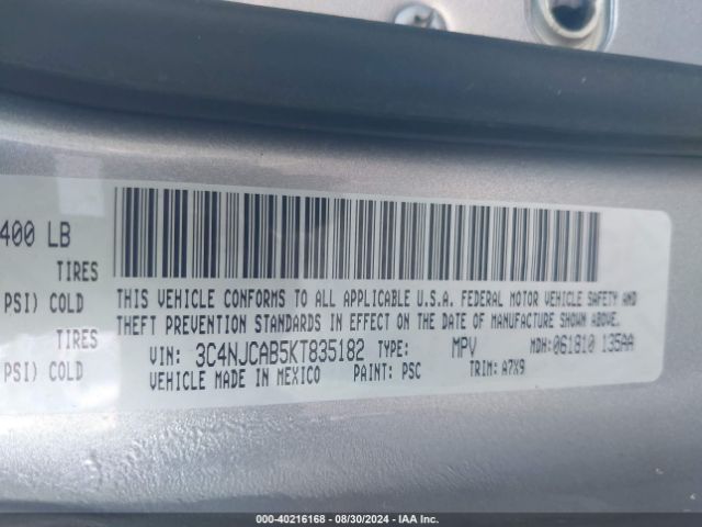 3C4NJCAB5KT835182 Jeep Compass Sport Fwd