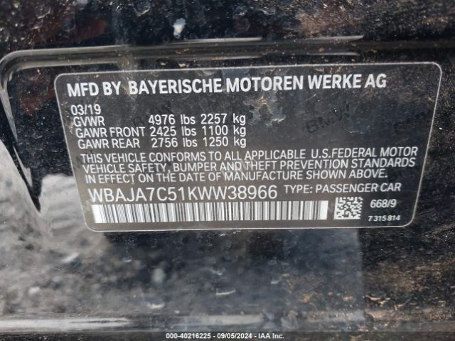 WBAJA7C51KWW38966 BMW 530i Xdrive