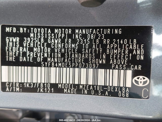 Toyota COROLLA LE 2023 5YFB4MDE5PP073097 Image 9