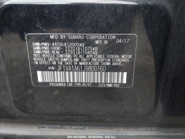 JF1VA1A61J9800160 Subaru WRX