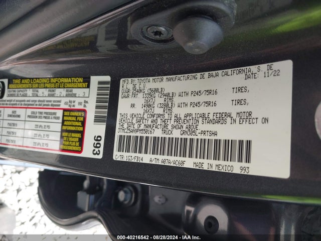 3TMCZ5AN9PM550167 Toyota Tacoma Sr V6