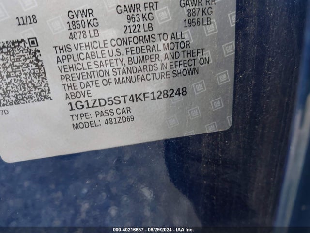 Chevrolet MALIBU LT 2019 1G1ZD5ST4KF128248 Image 9