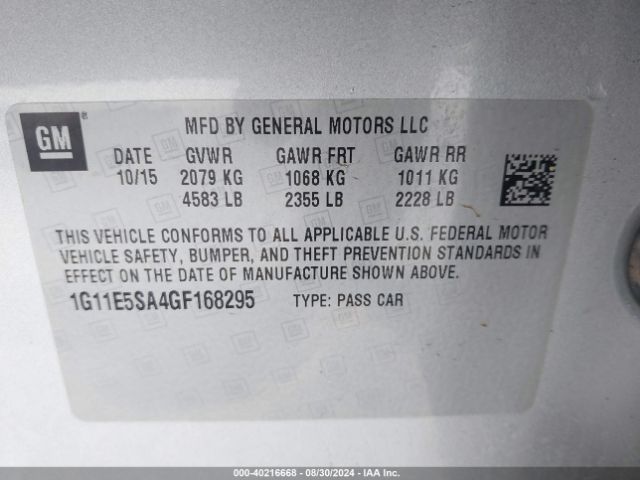 1G11E5SA4GF168295 Chevrolet Malibu Limited Ltz