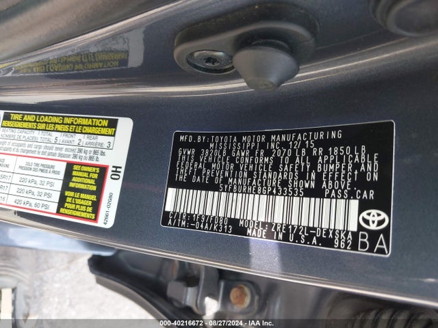 Toyota Corolla S Plus 2016 5YFBURHE8GP433535 Image 9