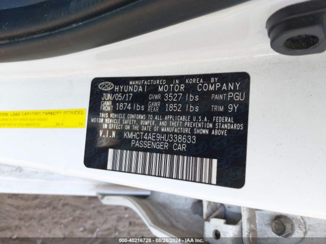 KMHCT4AE9HU338633 Hyundai ACCENT SE