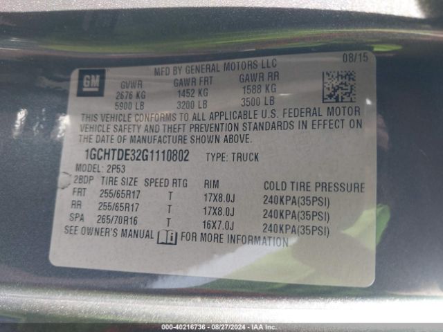 1GCHTDE32G1110802 Chevrolet Colorado Z71