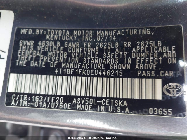 Toyota CAMRY SE 2014 4T1BF1FK0EU446215 Image 9