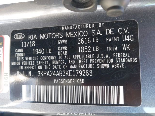 3KPA24AB3KE179263 KIA RIO S