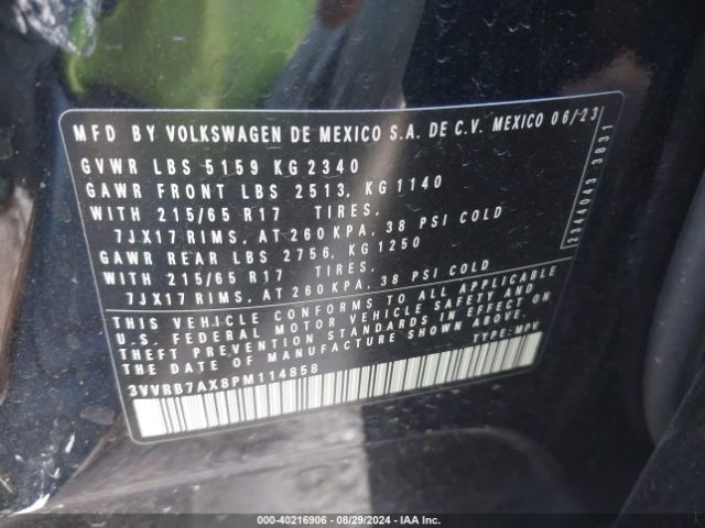 3VVRB7AX8PM114858 Volkswagen Tiguan 2.0t S