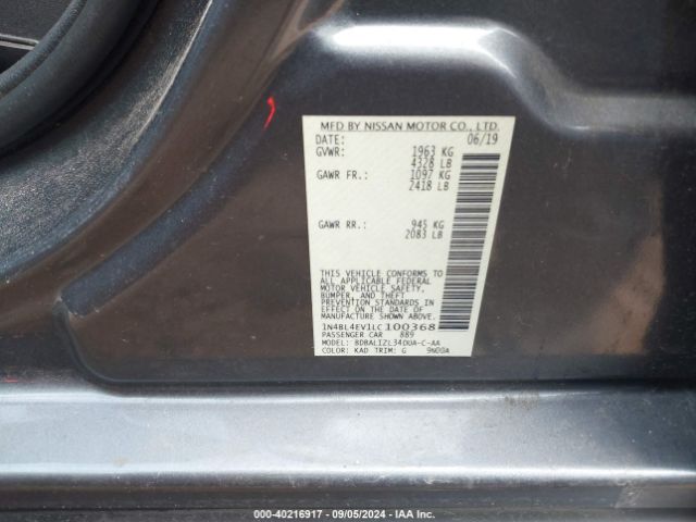 1N4BL4EV1LC100368 Nissan Altima Sl Fwd