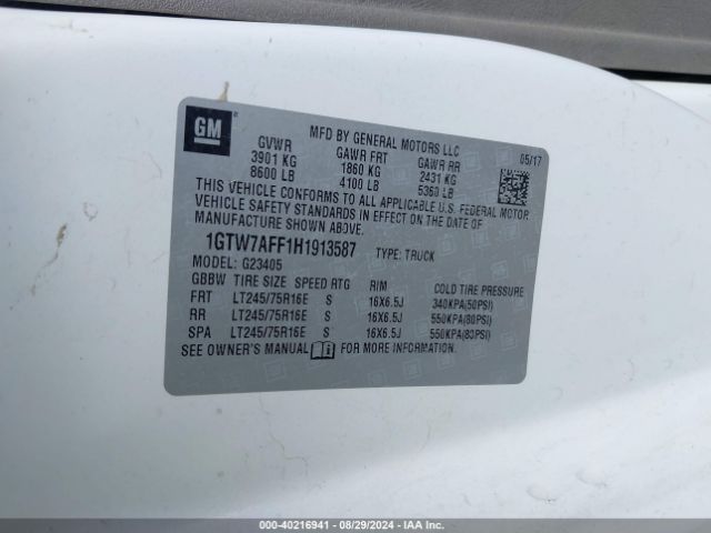 1GTW7AFF1H1913587 GMC Savana 2500 Work Van