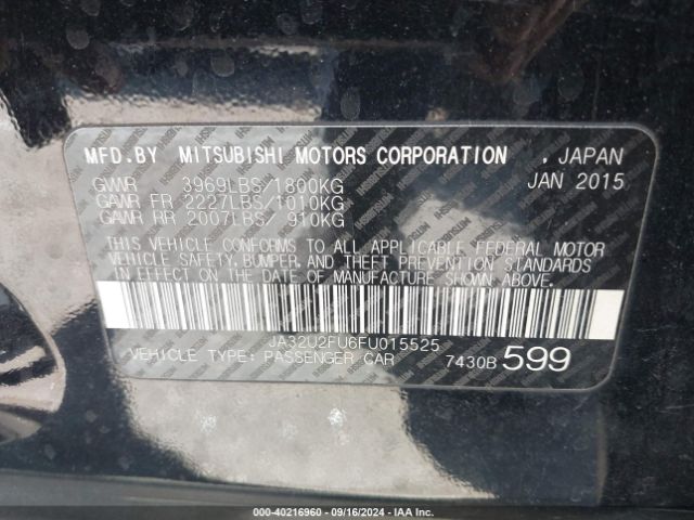 JA32U2FU6FU015525 Mitsubishi LANCER ES