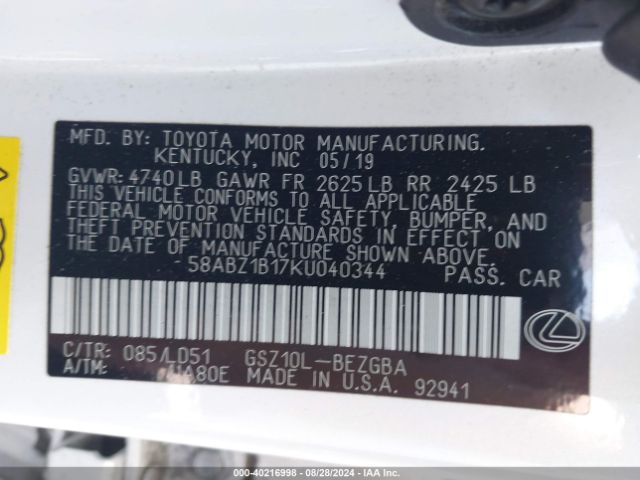 58ABZ1B17KU040344 Lexus ES 350