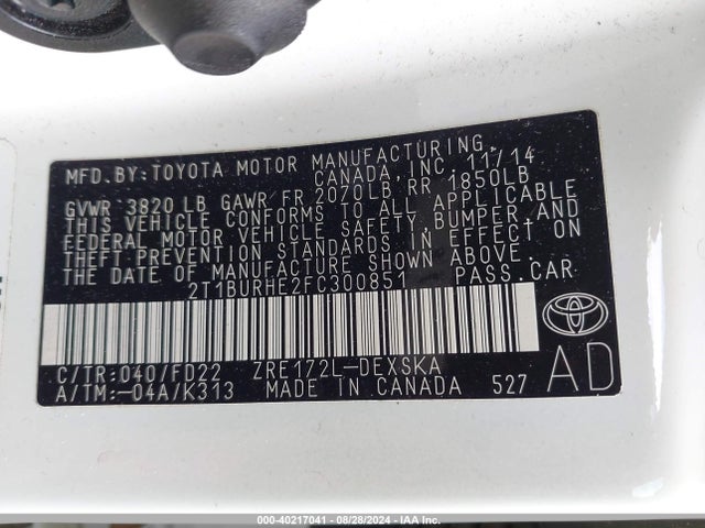 Toyota Corolla S Plus 2015 2T1BURHE2FC300851 Image 9