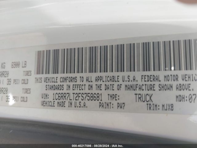 1C6RR7LT2FS758681 RAM 1500 Big Horn