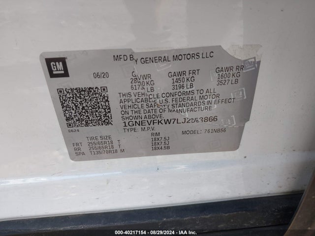 Chevrolet Traverse Awd Ls 2020 1GNEVFKW7LJ253866 Image 9