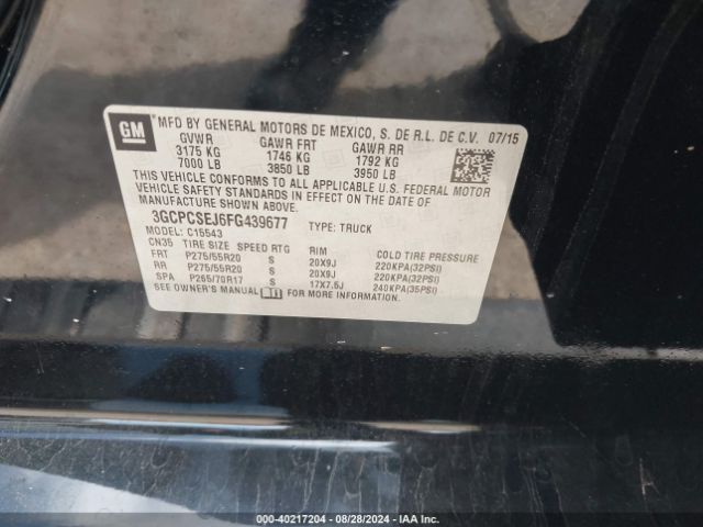 3GCPCSEJ6FG439677 Chevrolet Silverado 1500 1lz