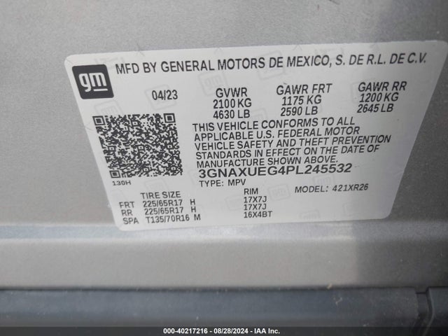Chevrolet Equinox Awd Lt 2023 3GNAXUEG4PL245532 Image 9