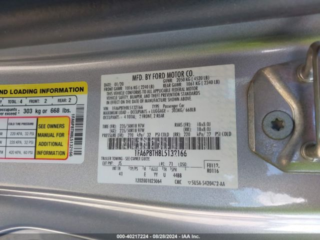1FA6P8TH8L5132166 Ford Mustang Ecoboost Premium Fastback