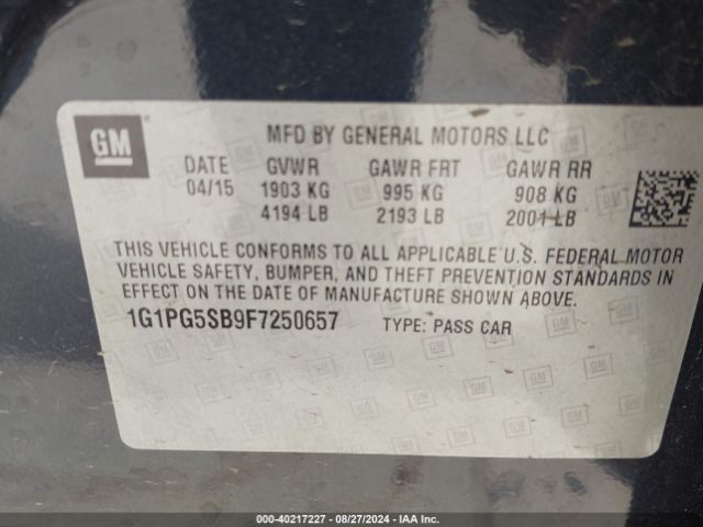 1G1PG5SB9F7250657 Chevrolet CRUZE LTZ