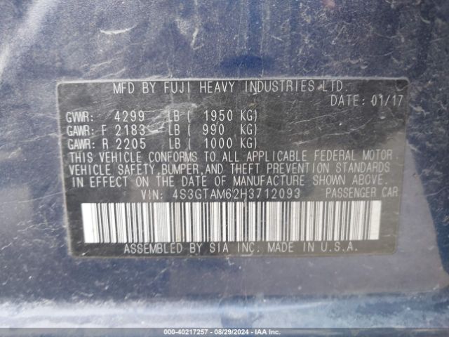 4S3GTAM62H3712093 Subaru Impreza 2.0i Sport