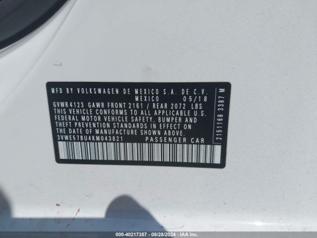 3VWE57BU4KM043821 Volkswagen Jetta 1.4t Sel