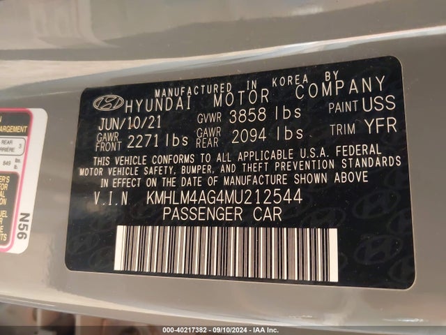 Hyundai ELANTRA SEL 2021 KMHLM4AG4MU212544 Image 9