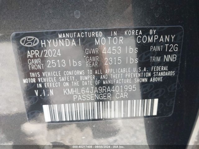 KMHL64JA9RA401995 Hyundai SONATA SEL