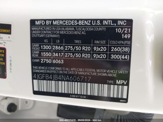 4JGFB4JB4NA606717 Mercedes-Benz GLE 350