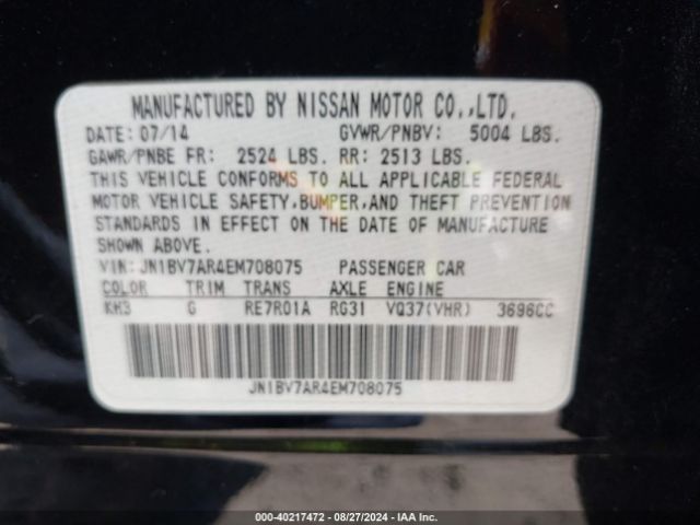 JN1BV7AR4EM708075 Infiniti Q50 Premium