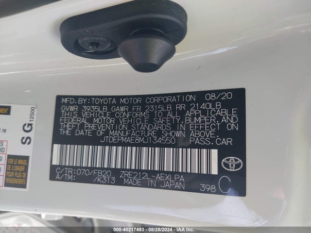 Toyota COROLLA LE 2021 JTDEPMAE8MJ134550 Image 9