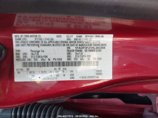 1FADP3F21HL283368 Ford FOCUS SE