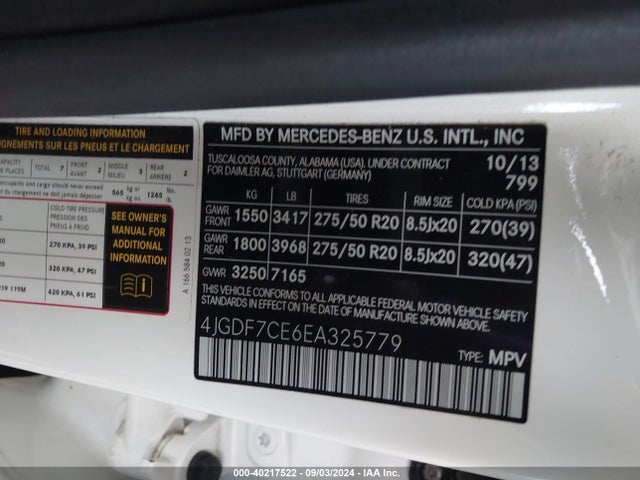 4JGDF7CE6EA325779 Mercedes-Benz Gl 450 4matic