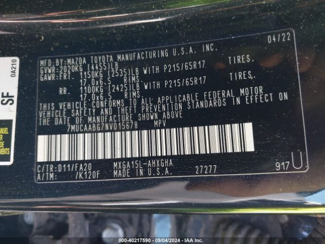7MUCAABG7NV015678 Toyota Corolla Cross Le