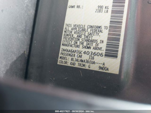 1N4AA6AP2GC403606 Nissan Maxima 3.5 Platinum