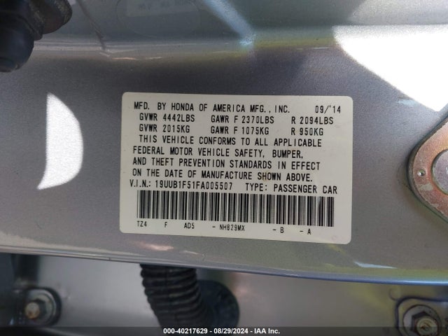 19UUB1F51FA005507 Acura TLX TECH
