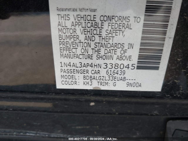 Nissan Altima 2.5 S 2017 1N4AL3AP4HN338045 Image 9